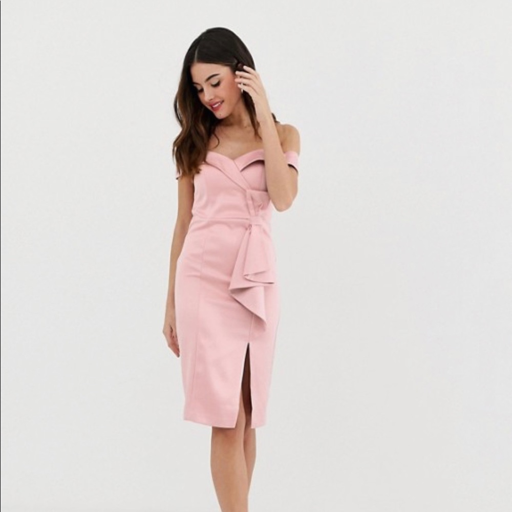 Bardot fold midi dress